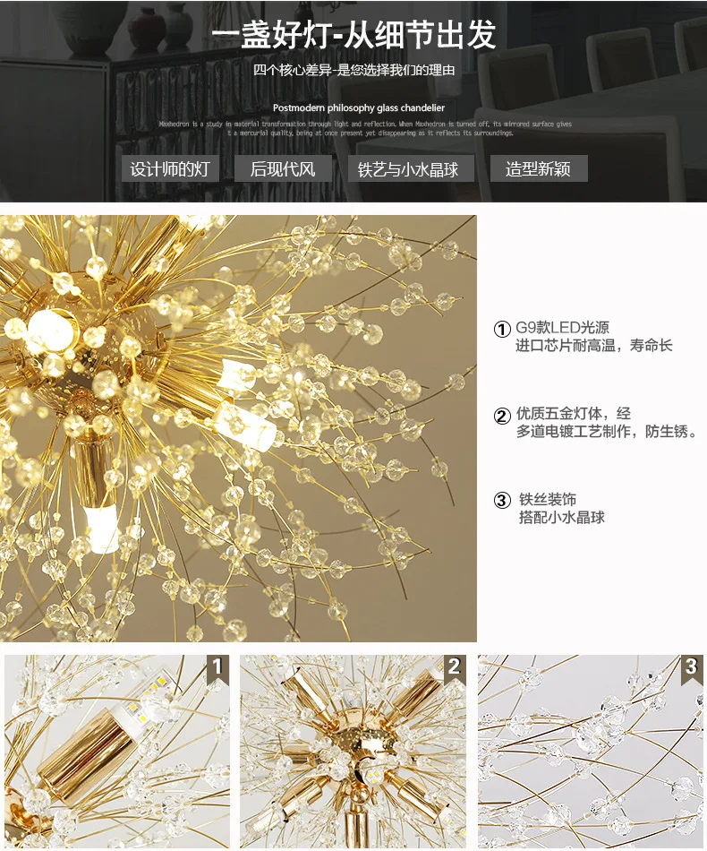 Промышленная лампа Хрустальная гостиная светодиодные подвесные светильники