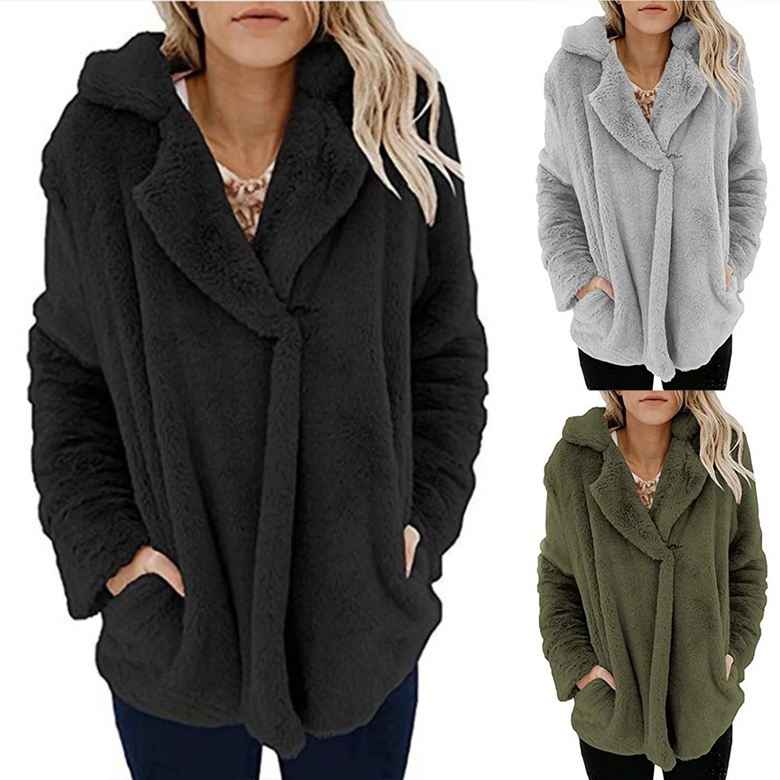 

2021 Autumn Winter Fleece Sweatershirt Sherpa Fleece Oversized Long Fluffy Autumn Winter Warm Wear Female Hoodies Overcoat