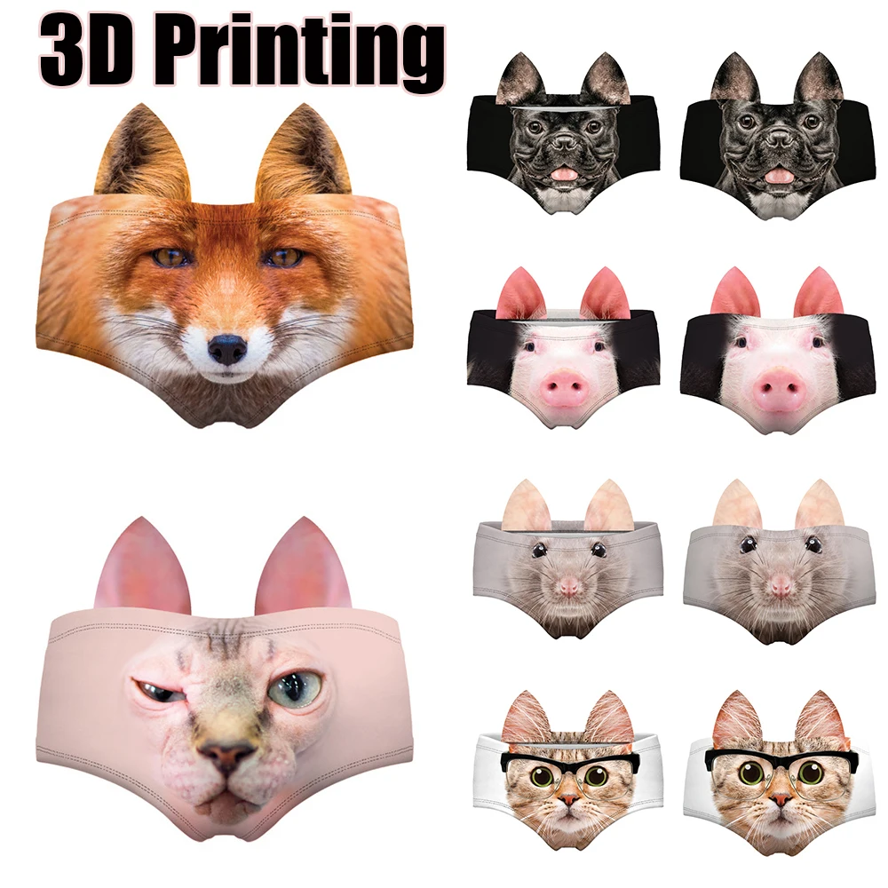 Женские трусики с 3D принтом животных 1 шт. сексуальное нижнее белье со свиньей