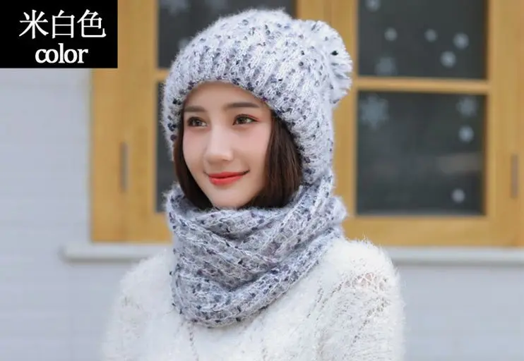 cashmere hat &ampscarf set women winter suit colorful dot warm beanie High Quality Accessories | Аксессуары для одежды
