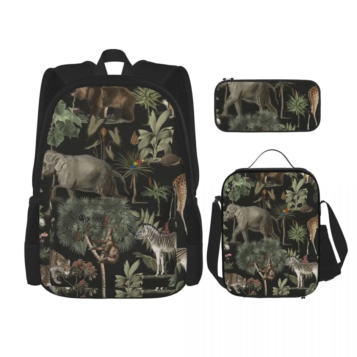 

Jungle Wild Animals School Bag Set for Teenagers Girls Boys Student Travel Book Bag Kids Mochila