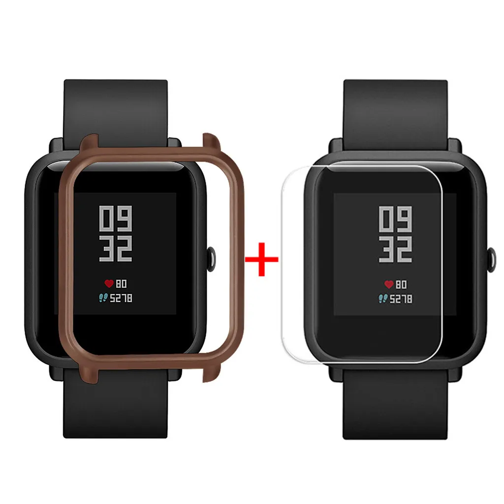 Coffee Чехол для Xiaomi Huami Amazfit Bip Молодежные часы с защитой экрана - Цвет: Coffee