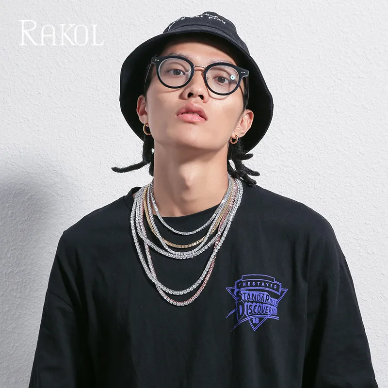 Цепь для тенниса RAKOL с фианитом мужчин и женщин роскошное ожерелье в стиле хип-хоп