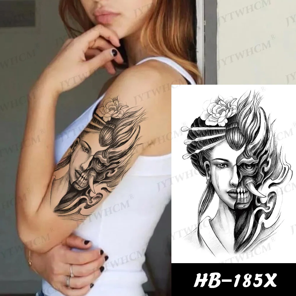 Tattoo Sticker Waterproof Animated Stickers Swallow Art Arm Sleeve Temporary Japanese Body Pink Rose Design Fake Tattoos | Красота и