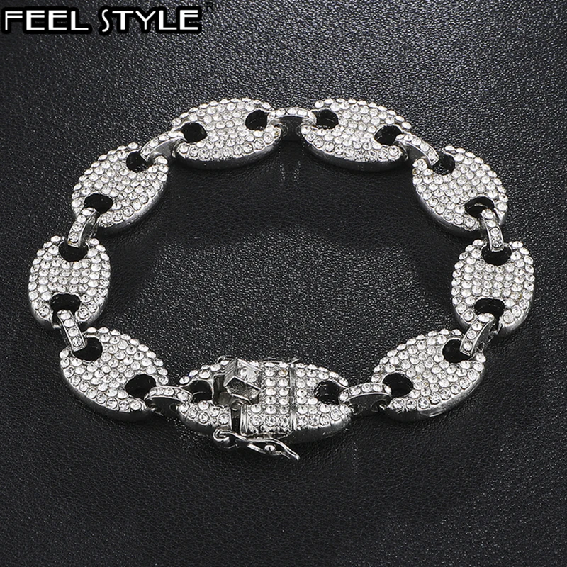 Цепочка для браслета в стиле хип-хоп Мужская Ювелирное Украшение под золото со