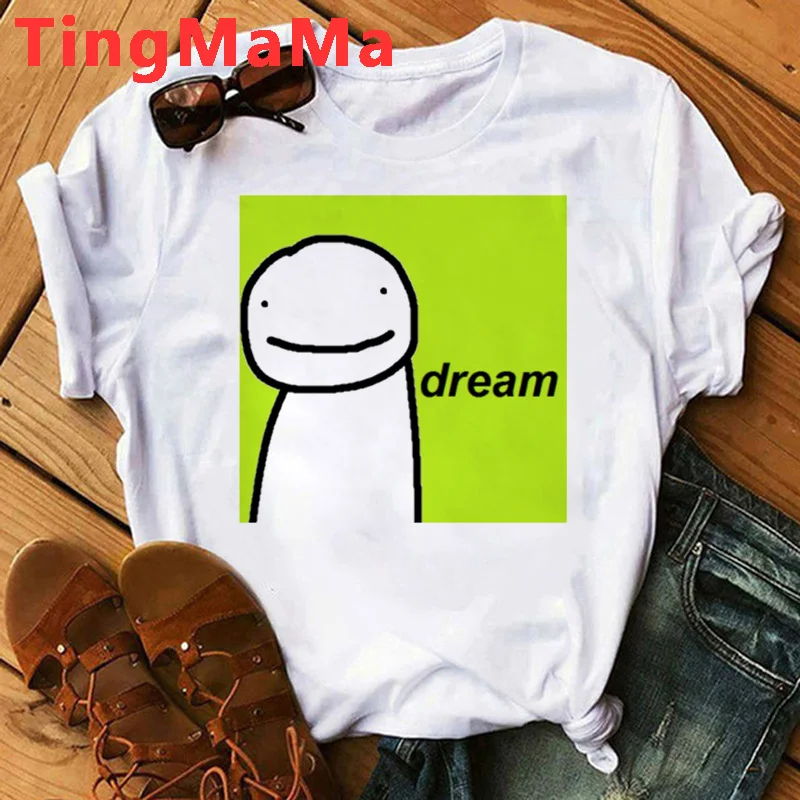 

Футболка Dream Smp Мужская, милый белый топ в стиле Харадзюку, одежда для пар