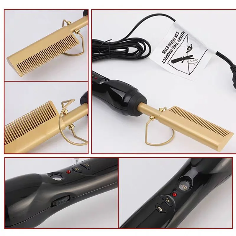 Hot Heating Comb Hair Straightener Iron Straight brush Curling Curler US/EU/UK Pulg Flat Irons Straightening | Шиньоны и парики