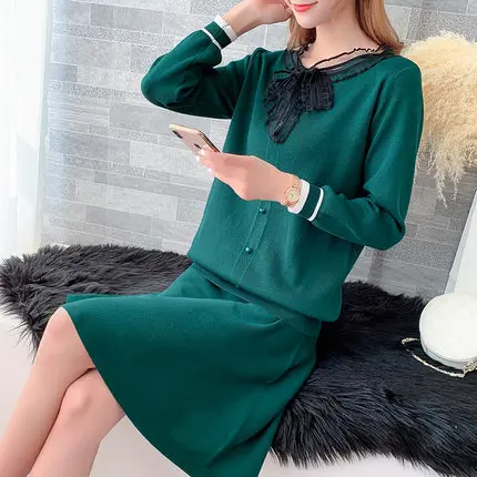 9 Женский комплект 2 шт. вязаный костюм Ms. Fashion тонкая рубашка вышитый свитер сумка бедра бахрома половина юбка из двух частей женская одежда - Цвет: 9