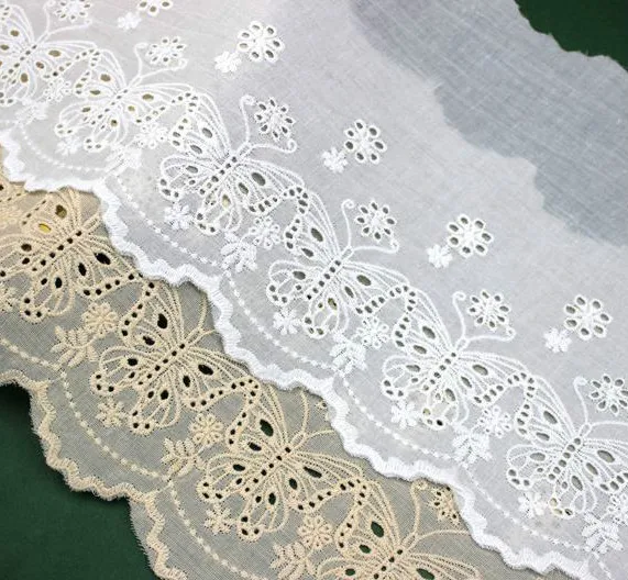 

Pure white Pop Butterfly Cotton Fabric Clothing Home Textile Sofa Accessories 5Yard/Pack