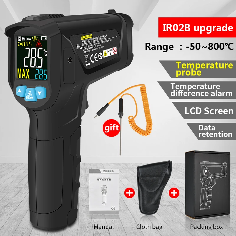 

MESTEK Infrared Thermometer Non-Contact Temperature Meter Gun Handheld Digital LCD Outdoor Laser Pyrometer IR Thermometer IR02B