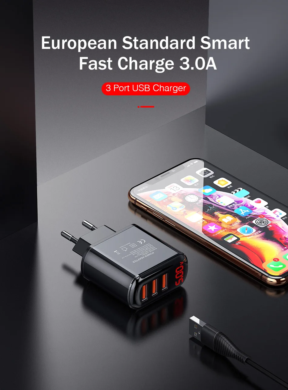 YKZ светодиодный USB зарядное устройство 3.4A Быстрая зарядка EU настенная вилка адаптер для iPhone samsung Xiaomi huawei Портативный мобильный телефон Быстрая зарядка
