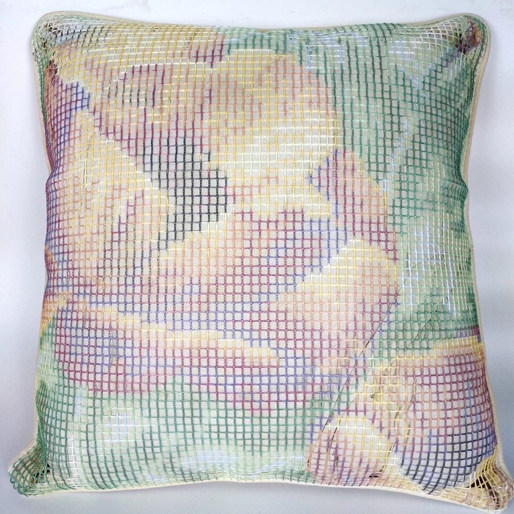 Latch Hook Cushion Red Daisy Pillow Case Pre-Printed Color Canvas Acrylic Yarn Latched Crochet Cover Kits | Дом и сад
