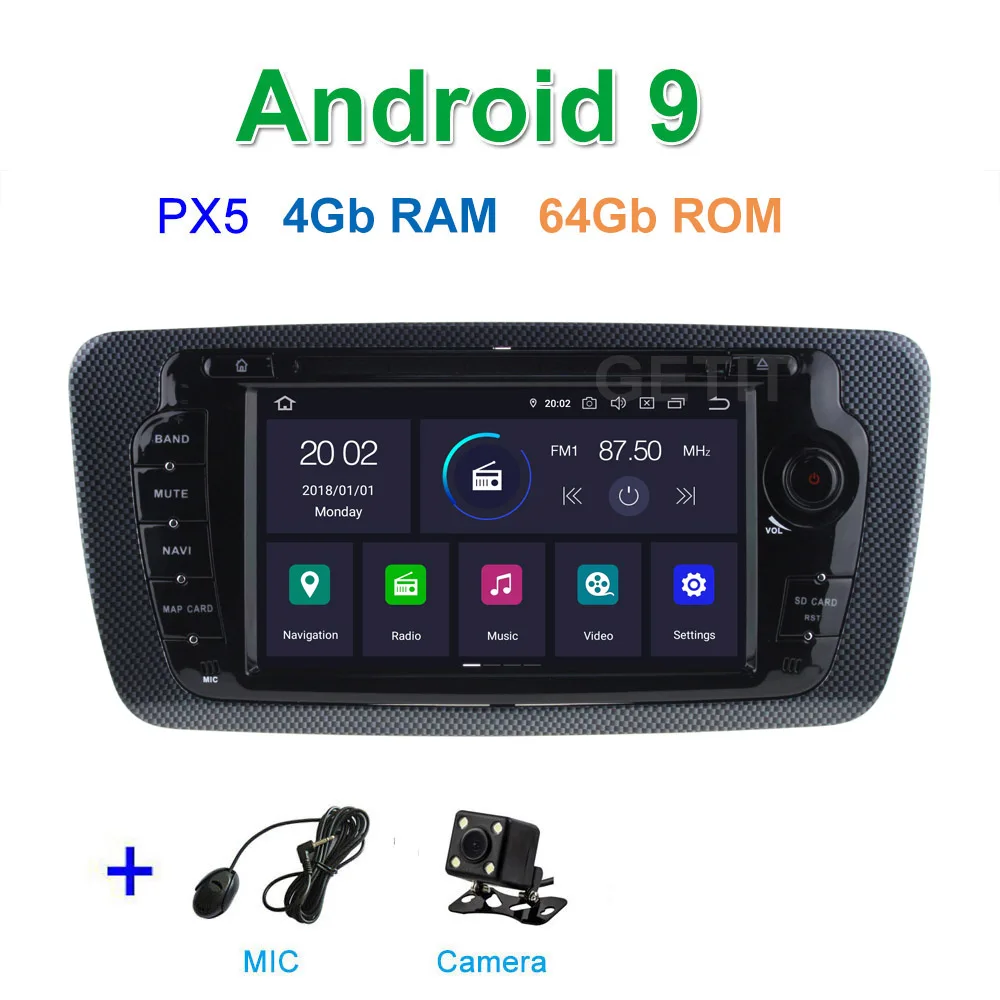 PX5 4G CAMERA DSP 64G PX6 Android 9 Автомобильный DVD стерео радиоплеер gps для сиденья Ibiza с WiFi BT видео - Цвет: PX5 4G CAMERA