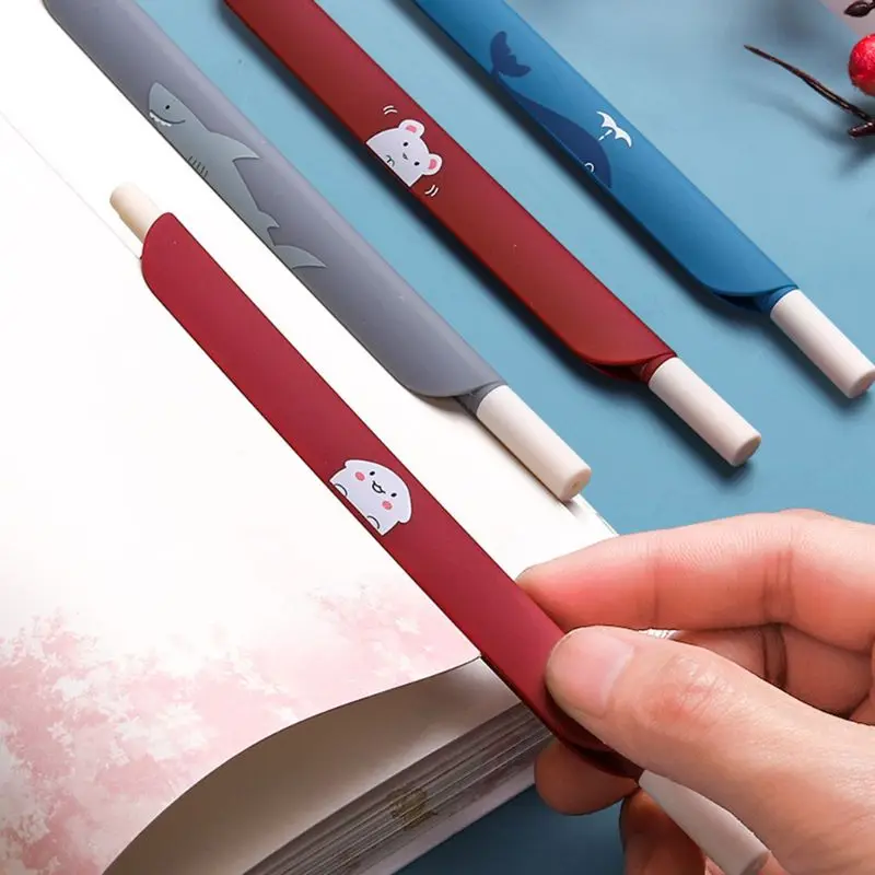 

5pcs 0.5mm 3 in 1 Multifunction Retro Color Gel Pen Creative Journal Ruler Cartoon Bookmark School Supplies F2TA