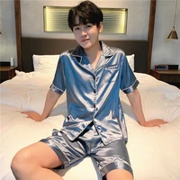 bpp pajamas mens summer short sleeve shorts ice silk thin korean version couple plus fat plus size home dress set new 2021