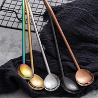 1pc creative stirring spoon stainless steel reusable smooth multifunction colorful portable straw spoon drinking straw