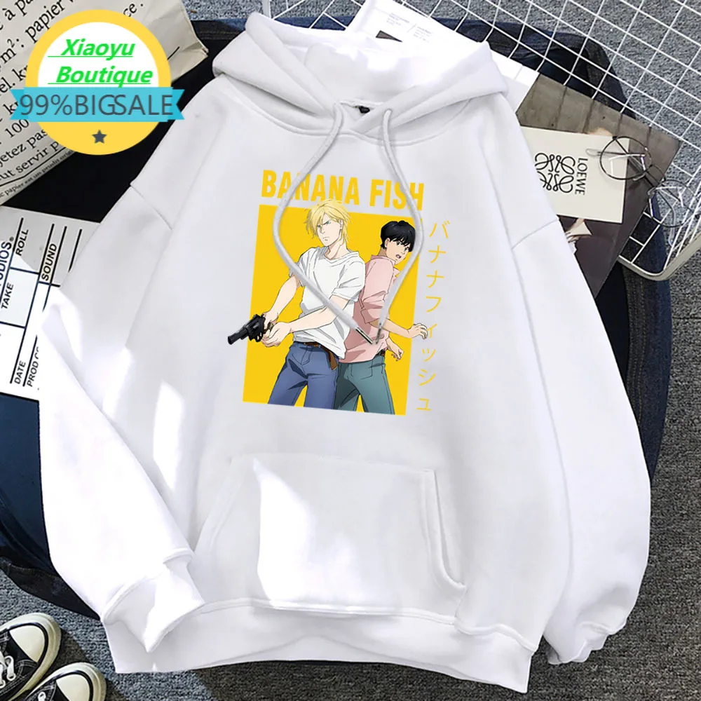 

Толстовка мужская с капюшоном и карманами, теплая худи с японским мультяшным аниме принтом бананов и рыбок, свободное худи с круглым вырезо...