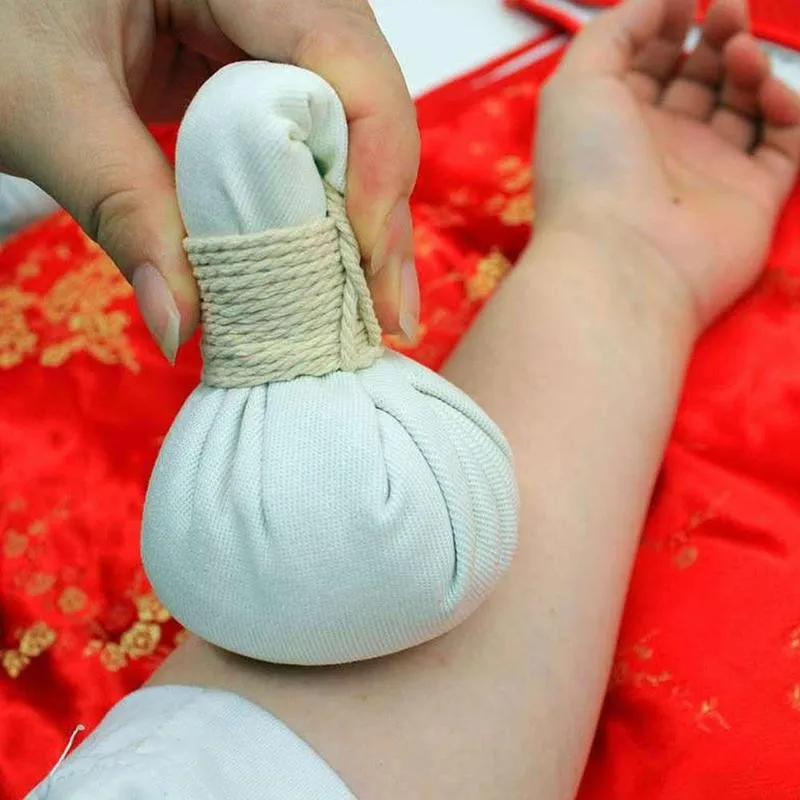 

150g Thai Type Spa Home Healthy Care Hot Compress Herbal Bag Roll Herbal Medicine Massage Compress Ball For Face & Body Relaxing