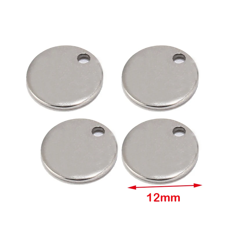 12mm steel Color 304 нержавеющая сталь монета из розового золота диск Шарм круглые штамповки Пустые бирки Металл для изготовления бижутерии поставка 8 мм/10 мм - Окраска металла: 12mm steel Color