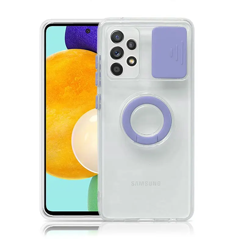 

Camera Lens Protection With Stand Phone Case For Samsung A12 A32 4G 5G A52 A72 S21 Plus ULTRA A02S Transparent Soft Cases