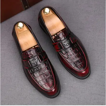 

Fad Роскошные Дизайнерские мужские туфли-оксфорды с крокодиловым узором, деловые туфли для мужчин, Свадебная обувь для вечеринки, броги, Высо...