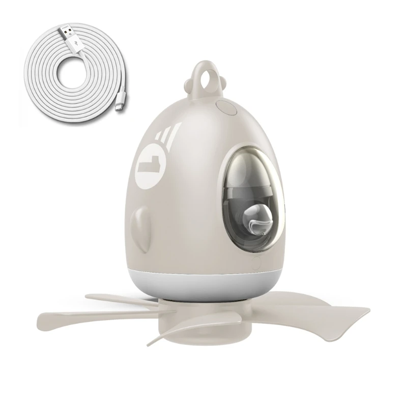 

USB Powered Ceiling Fan 4 Speed Hanging Fan With LED Lamp for Home Bed Camping