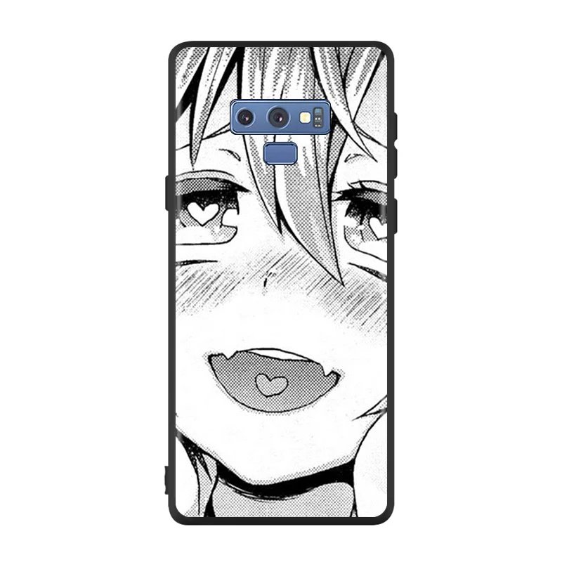 

Bright Black Cover Anime Girl Cartoon Faces For Samsung Galaxy Note 20 Ultra 10 9 8 S10 S10E S9 S8 S7 Plus 5G Phone Case