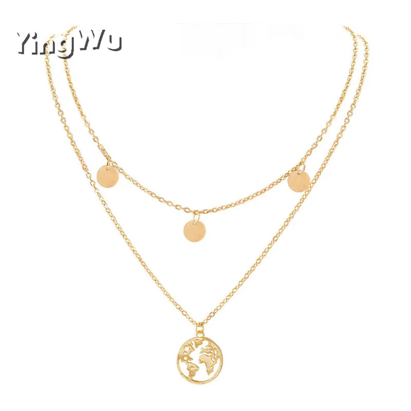 Ожерелье Yingwu с картой мира оригами для женщин простые ювелирные изделия Круглые