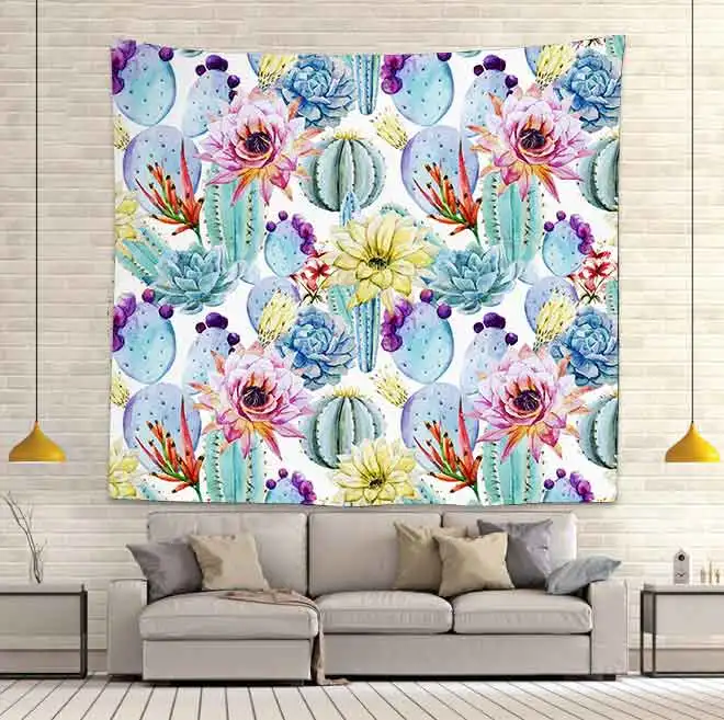 Цветной гобелен с кактусами цветочные и ботанические настенные подвесные