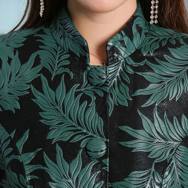 Длинное женское пальто из овчины с принтом новинка 2020 осеннее со стоячим