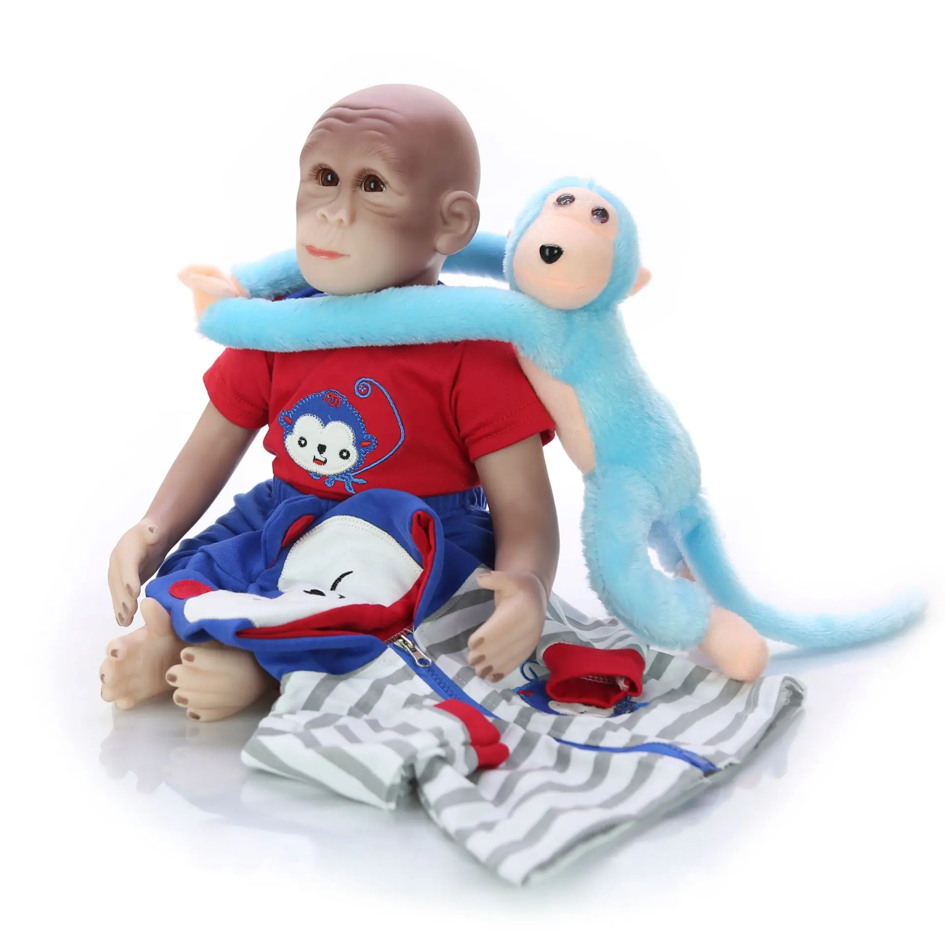 

Силиконовая кукла-младенец, 48 см, Реалистичная обезьяна, дизайн, лучший рождественский подарок для детей, синяя плюшевая игрушка-обезьяна