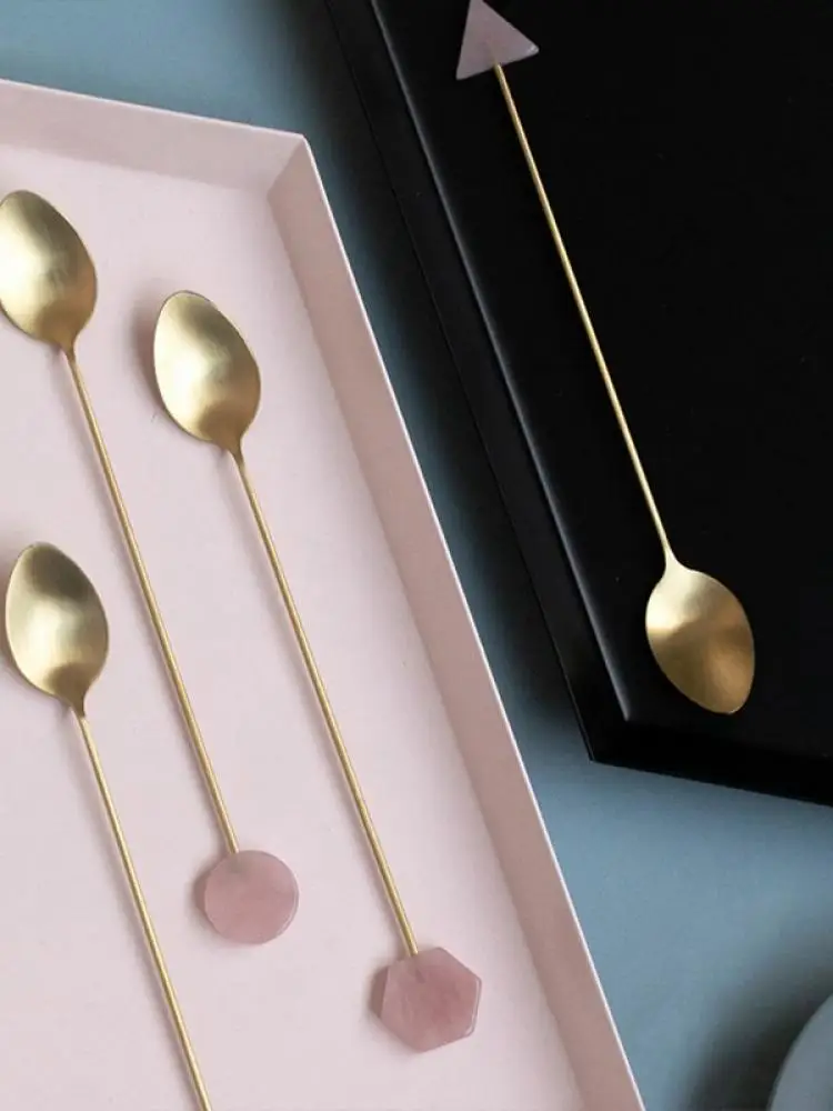 

a a Color Coffee Tea Stir Spoon Long Handle Ice Cream Dessert Spoons Eco-Friendly Stainless Steel Tableware Kitchen Supplies #a