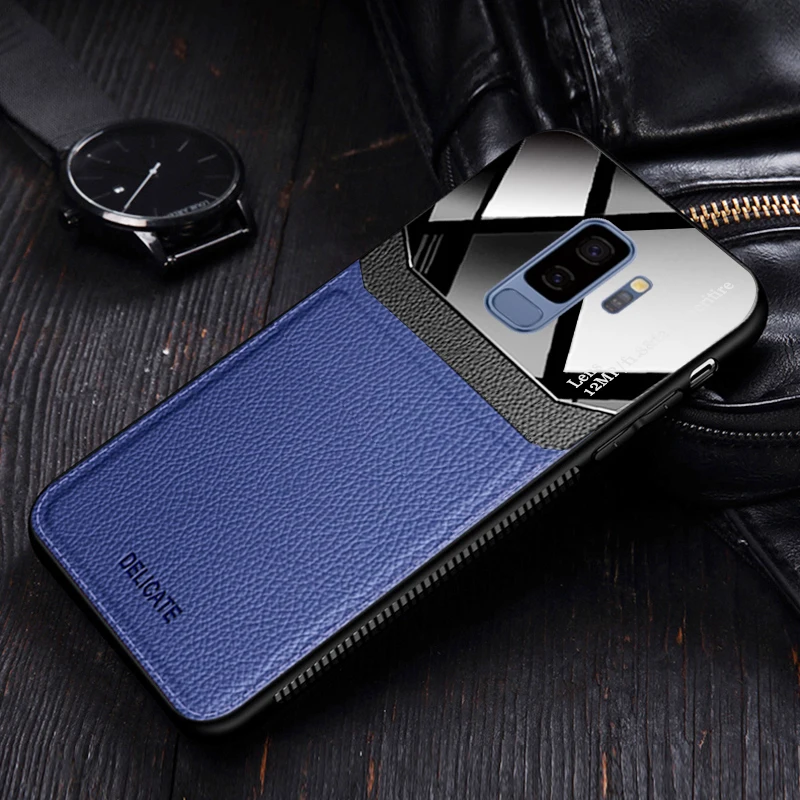 Blue Чехол, для samsung Galaxy S9 Plus S 9 S9Plus, кожаный зеркальный Силиконовый противоударный чехол для телефона, Роскошный милый чехол s - Цвет: Blue