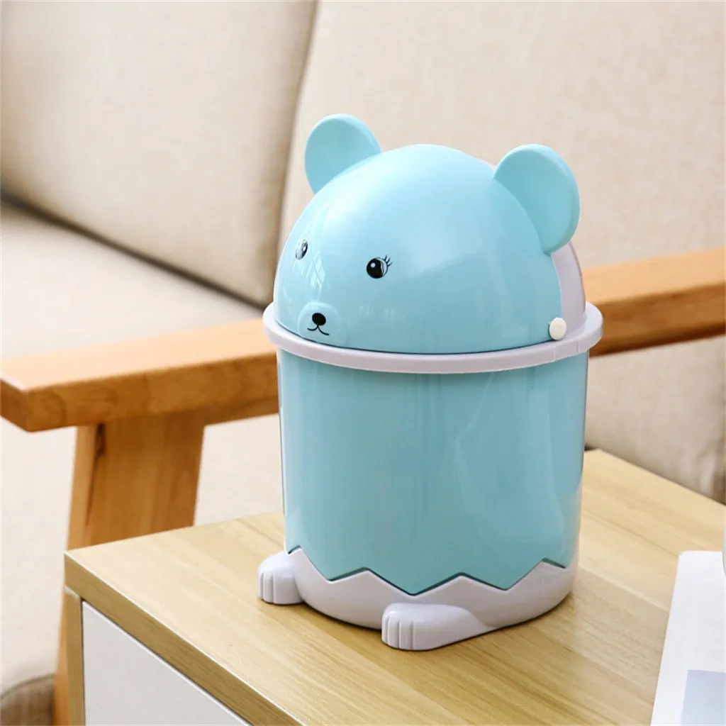 Desktop Flip Trash Can Cover Mini Portable Garbage Storage Bin Creative Small Waste Home Table Plastic Office Supplies | Дом и сад