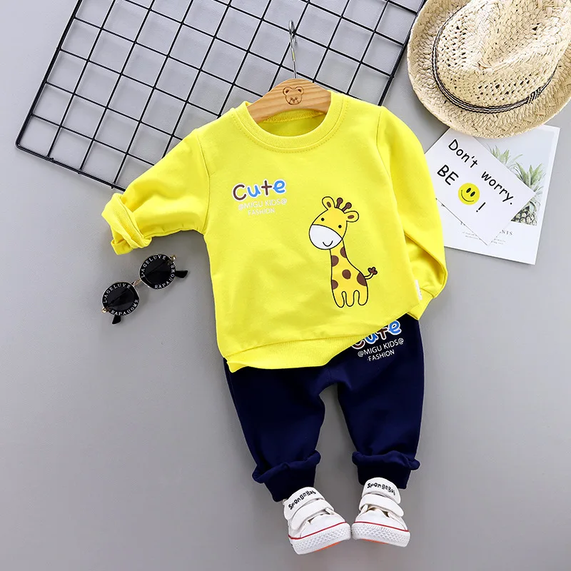 

School Autumn New Boys Print Cartoon Suit Children's Boutique Long-Sleeved Sweatshirt Comfortable Loose Pants Outing Clothing