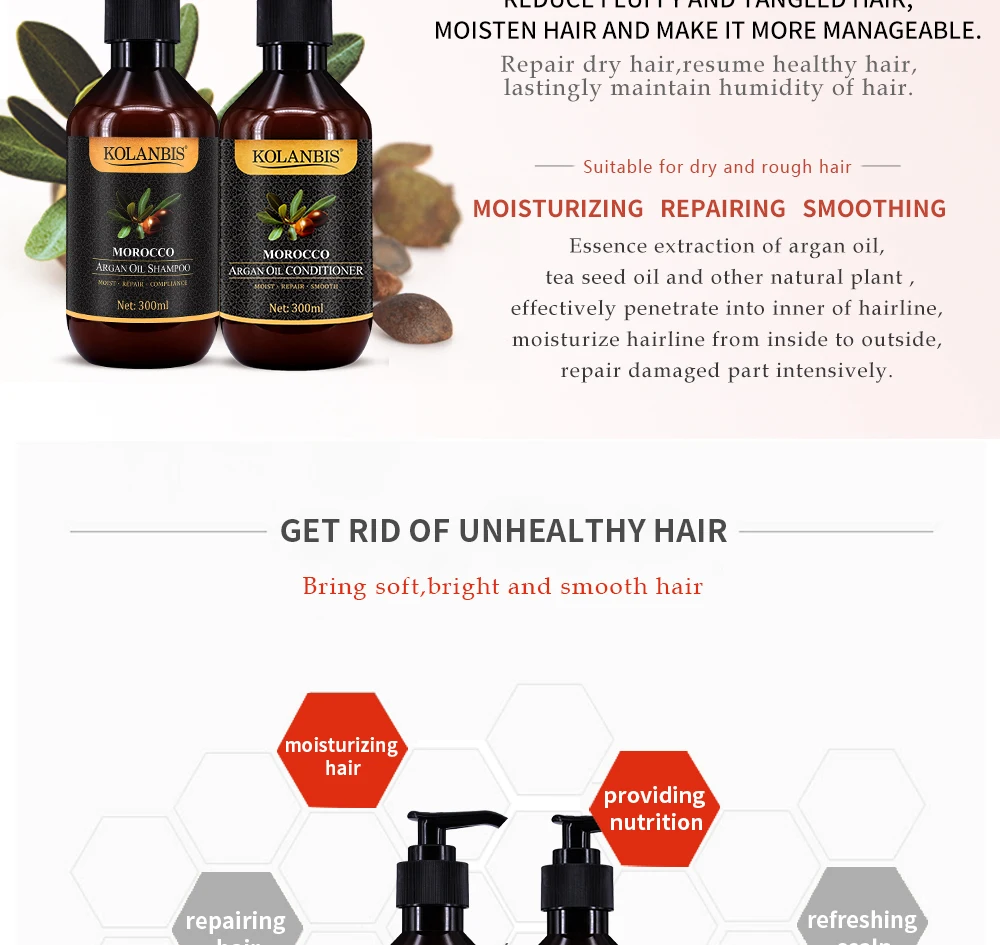 Hair Straighten Shampoo Hair Smooth Conditioner Glossing Moroccan Argan Oil Keratin Hair Treatment Anti Frizz Hair Moisturizer