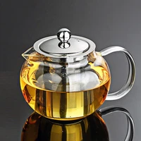 infuser teapot glass clear borosilica for flowering heat resistant round chinese heated container tea pot filter kettle party