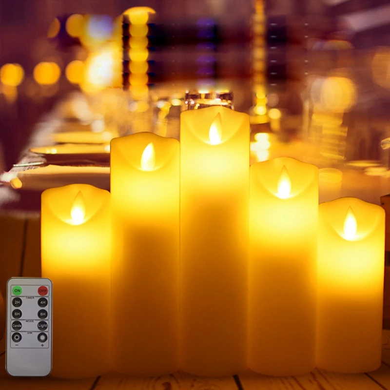 Беспламенные Свечи светодиодный свечи реалистичные перемещения набор из 5 цвета