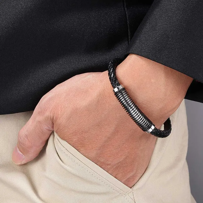 Новые модные простые черные сапоги из натуральной кожи наручные браслеты для