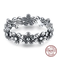 trendy new 100 925 sterling silver stackable dazzling daisy meadow flowers finger rings for women vintage wedding jewelry gifts