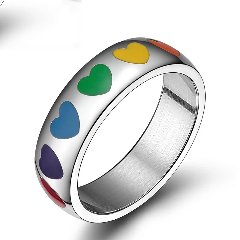 Кольца в форме сердца из нержавеющей стали для лесбиянок бисексуал ЛГБТ гей