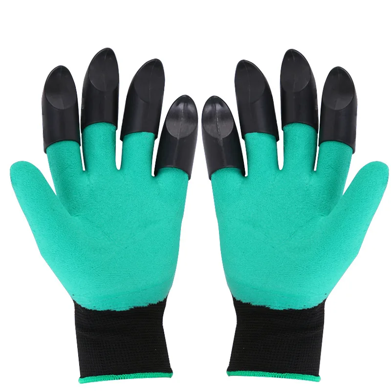 

4/8 Hand Claw ABS Plastic Garden Rubber Gloves Gardening Digging Planting Durable Waterproof Work Glove Outdoor Gadgets 2 Style