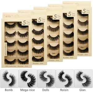 SHIDISHANGPIN 5 пар1 коробка искусственные норковые ресницы искусственные 3d ресницы серо-коричневого цвета; Длинные Наращивание ресниц макияж набор для макияжа бровей, cilios