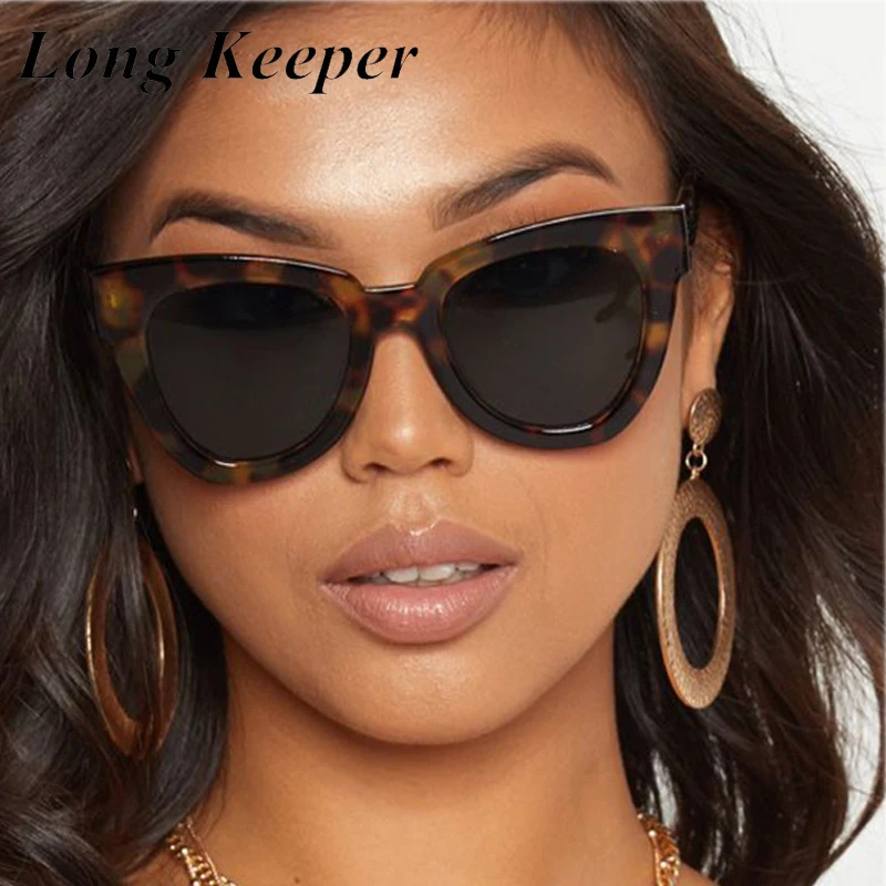 

LongKeeper, сексуальные женские солнцезащитные очки кошачий глаз, Женские винтажные брендовые синие солнцезащитные очки для женщин, леопардовы...