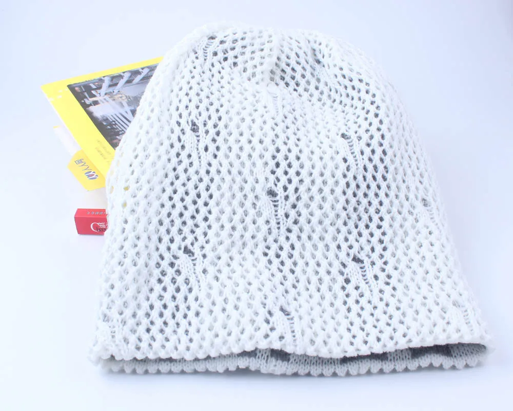 Осенние новые женские вязаные шапки модные Двусторонние Шапки с дырками горячая
