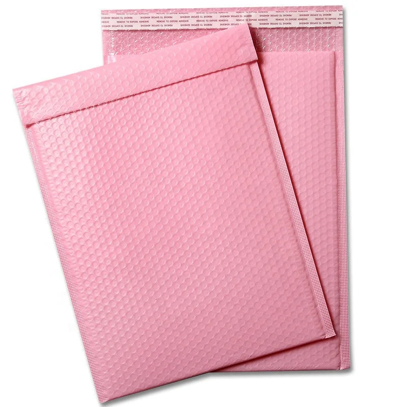 

50 PCS Bulk Custom LOGO Printed Biodegradable Shipping Bag Light Pink Bubble Mailer Courier Packaging Padded Envelope