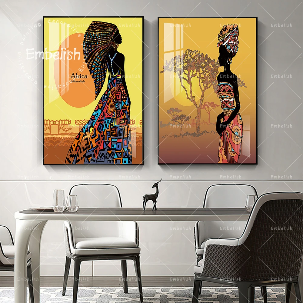 

Modern Artwork For Living Room HD Spray On Canvas Painting Home Decoration Beautiful African Woman Figure Wall Art Cuadro Poster