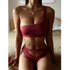 Сексуальные бикини для женщин, новинка 2021, купальники на одно плечо, купальник с высокой талией, купальные костюмы, пляжная одежда, бикини для женщин, льник # T3G