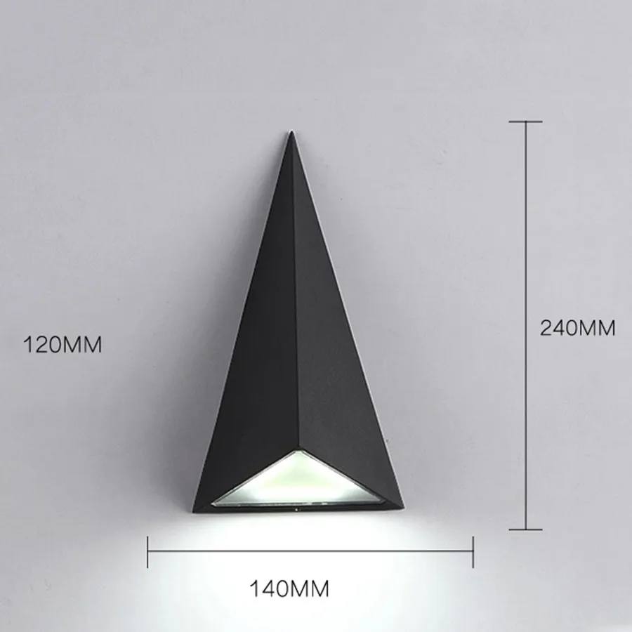 

9W Triangle Shape Outdoor Garden LED Wall Sconce Lamp Aluminum Hotel Terrace Corridor Porch Light Aisle Balcony Stair Wall Light