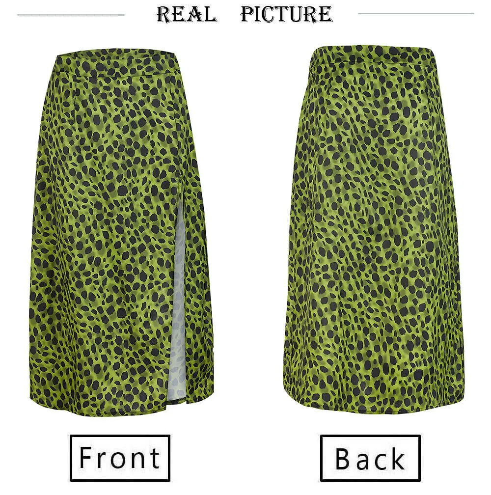 

New Women Leopard Print Button Sleeveless Dress Summer Slit Short Skirt